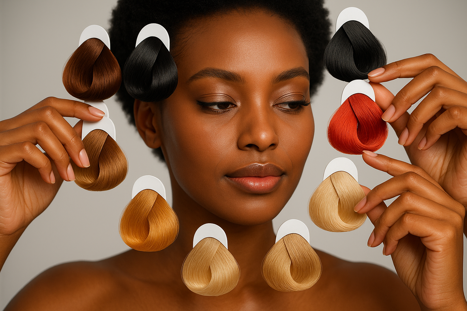 A East African model try on hair dye products 