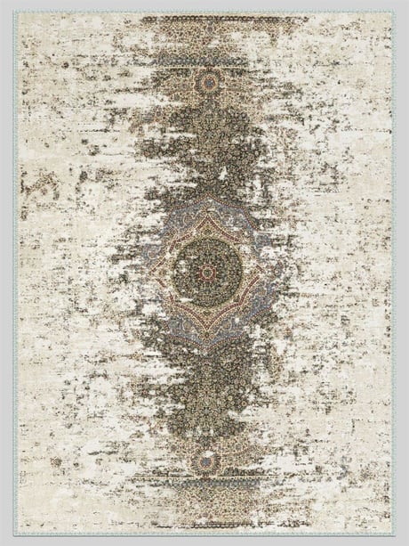 Erosion Elegance – Beige Distressed Medallion